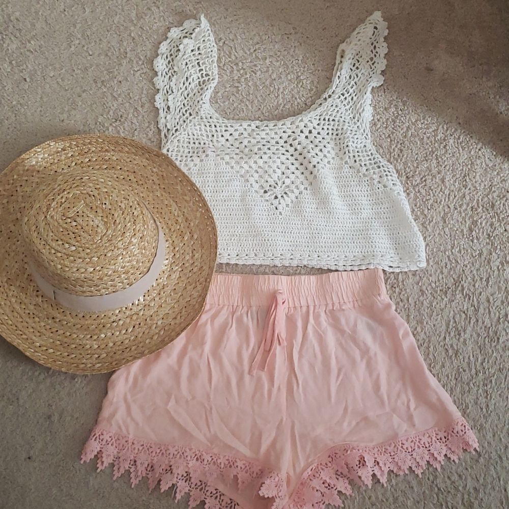 Lace Trim Beach Shorts